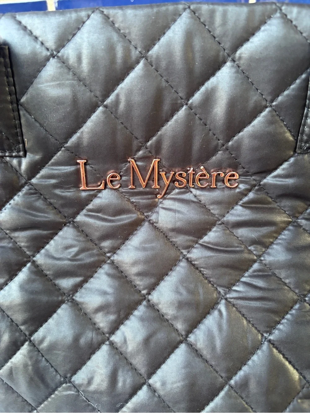 Le Mystere Quilted Black Tote Bag 19x14.5 Inch